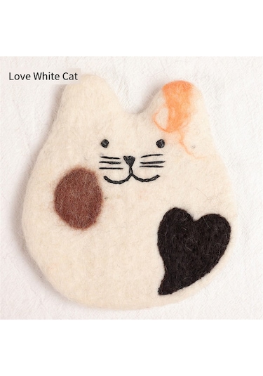 El Yapımı Keçe Yün Kedi Bardak Altlıkları Masa Ve Masa İçin-yavru Kedi Bardak Altlığı Çok Renkli