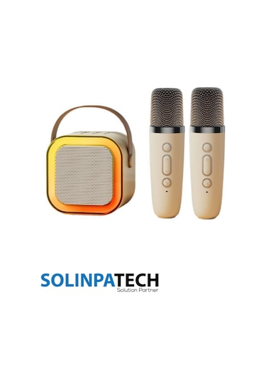 Çift Karaoke Mikrofonlu Kablosuz Bluetooth Rgb Işıklı 5 Ses Efektli Stereo Ses Usb/sd Hoparlör
