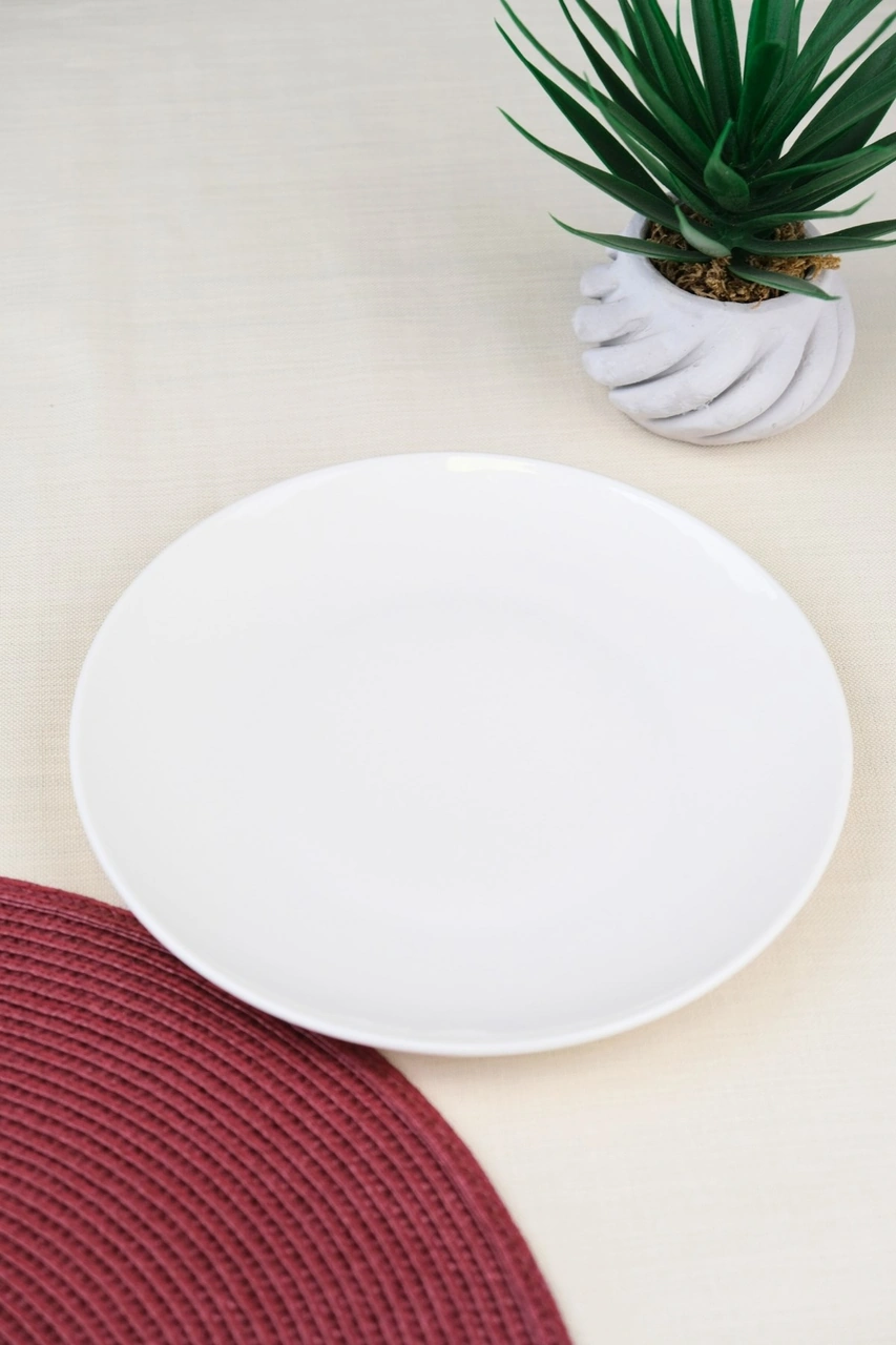 Tabak Evi Porselen Chic Servis Tabağı 24,50cm Tekli Krem