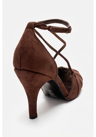 Luvishoes Elıza Kahverengi Süet Kadın Topuklu Ayakkabı Kahverengi