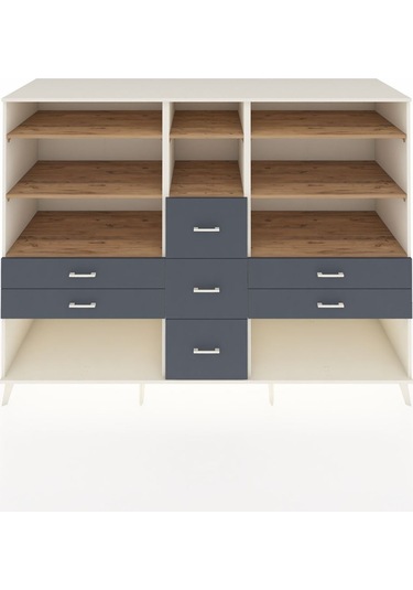 Kronos Dolap 8 Raflı 7 Çekmeceli 220x59x163 Aytaşı-çam/antrasit Aytaşı-çam/antrasit