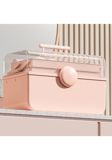 Cbtx Boyut Xl Masaüstü Kozmetik Pp Saklama Kutusu Şeffaf Kapaklı Toz Geçirmez Makyaj Organizatör Saplı - Mavi