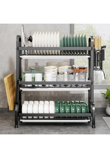 Pazly Paslanmaz Çelik Bulaşık Drenaj Rafı, Chooplastik Kesme Yay Tutucu, 3-4 Kişilik Aile, 42x23.2x41cm Diğer