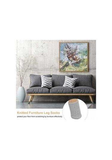 Flybuy 24 Adet Gri Sandalye Bacak Koruyucu, Yüksek Kaliteli Kumaş, Tüm Zeminler İçin Kaydırmaz, Gürültü Azaltıcı, Sandalye, Masa, Dolap İçin Uygun Diğer