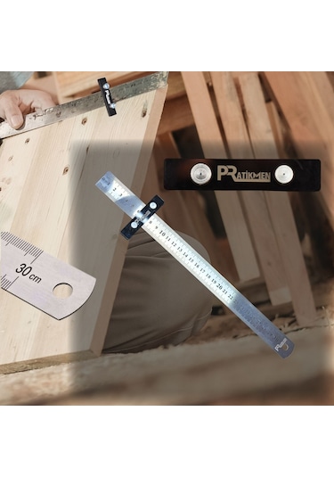 Hassas Ayarlanabilir Çizme, İşaretleme Ve Sabitleme Cetveli 30 Cm