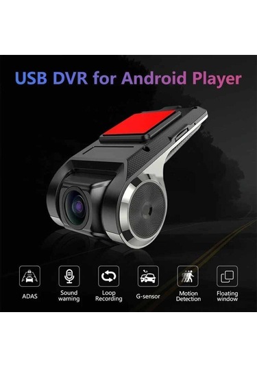 Youtek Oto Dvr Mini Kamera 1080p Full Hd Gece Görüşü 90 Döner Lens Adas Yol Asistansı Döngü Kaydı Usb Beslemeli Siyah