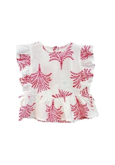 Kız Bebek Desenli Pamuklu Bluz-14535 Pembe