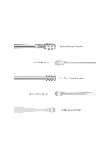 Shineyee 10 Parça Paslanmaz Çelik Kulak Temizleme Aleti Seti - Heliks Yaylı Masajlı Kulak Kürü Çıkarıcılar, Sarı Pvc Çanta İle