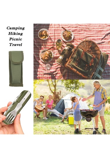 Sones Sy-ft008 7'si 1 Arada Çok İşlevli Açık Hava Kamp Taşınabilir Katlanır Sofra Takımı Kombinasyonu Yeşil