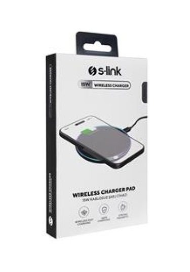 S-link Sl-cwf65 Mobil Telefon Uyumlu 15w Led Logo Prm Siyah Kablosuz Şarj Cihazı Siyah