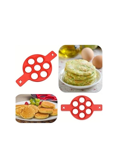 Sunshine011 Kırmızı Multi-şekilli Silikon Pankek Kalıbı - Yapışmaz Yeniden Kullanılabilir Kolay Çıkan Dayanıklı Mutfak Gereci