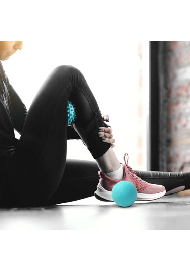 Mufunye Ayak Masaj Seti Tırtıllı Top + Düz Top - Plastik Malzeme, 6cm Boyut, 2 Adet Yeşil