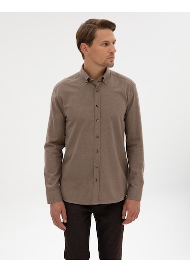 Pierre Cardin Erkek Vizon Gömlek Desenli 50311380-vr052 Vizon