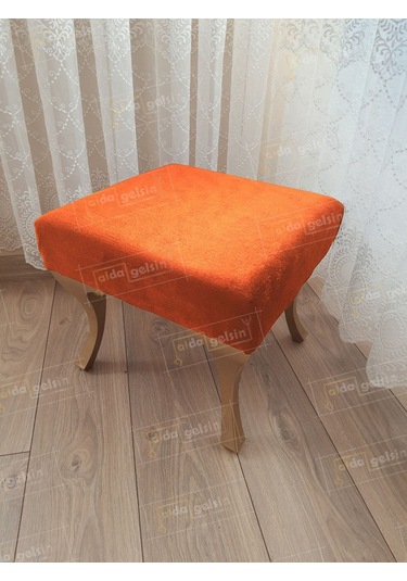 Ayak Ucu Kapı Önü Antre Düz Bench Puf Gold Ayak Turuncu