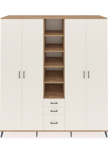 Kronos Dolap 17 Raflı 3 Çekmeceli 4 Kapaklı 220x59x243 Çam-aytaşı/aytaşı Aytası/aytası