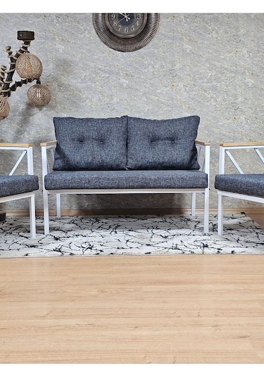 Beyaz Boyalı Bahçe - Balkon - Mutfak Çay Seti Takımı Bahçe Koltuk Çok Renkli