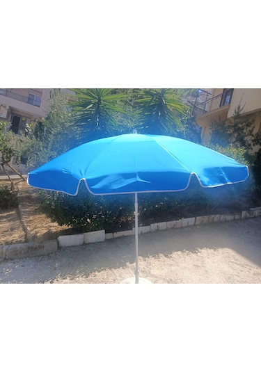 Esk 10 Telli Plaj Balkon Bahçe Şemsiyesi Eğilebilir 200 Cm Çap Kalın Kumaş Mavi Mavi