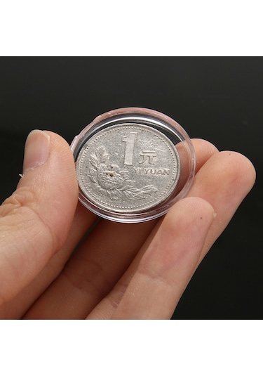 100 Adet 27mm Yuvarlak Şekilli Şeffaf Para Koleksiyon Tutucu