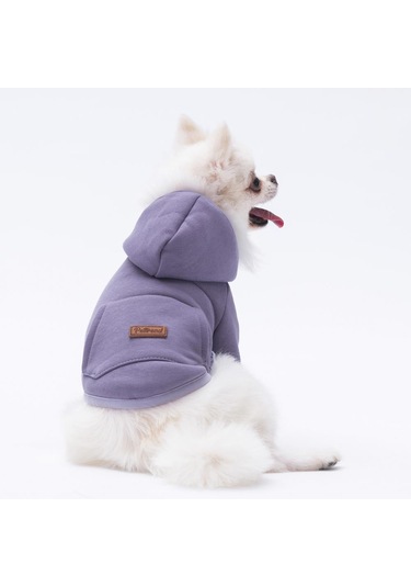 Koyu Lila Kanguru Cepli Kedi-köpek Hoodie- Sweatshirt Kedi Köpek Kıyafeti