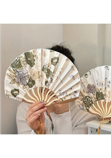 Oldfriend El Yapımı Altın Çiçekli Vantilatör - Düğün, Dans Ve Partiler İçin Taşınabilir Hediyelik