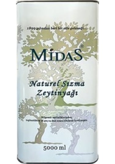 Midas Soğuk Sıkım Natürel Sızma Zeytinyağı Teneke 5 L