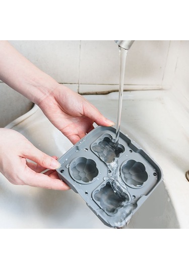 2'si 1 Arada Buz Küpü Tepsisi Yeniden Kullanılabilir Silikon Buz Yapma Kalıbı, Huni + Buz Kelepçesi Bpa İçermez, Fda Sertifikası Yok - Gri