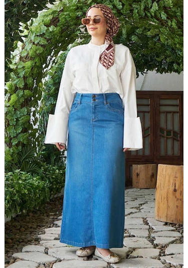 Neways 2058-denim Etek Mavi Mavi