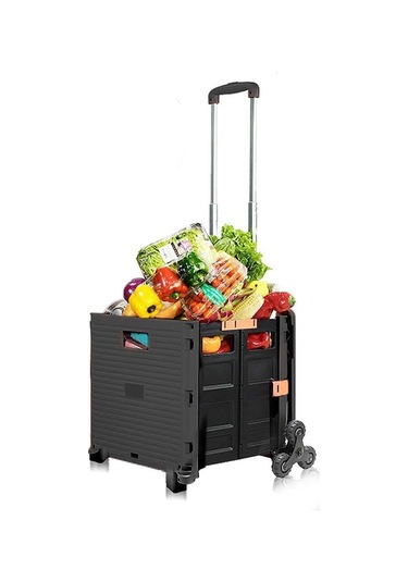 Balatlı Çok Fonksiyonlu Merdiven Çıkabilen Portatif Taşıma Arabası Siyah By06-b