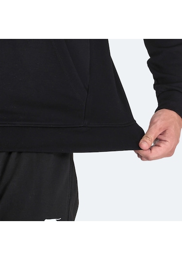 Slazenger KULA I Erkek Kapüşonlu Cepli Siyah Sweatshirt