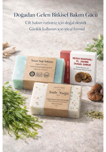 Botanik Özlü 3 Lü Doğal Sabun Seti Özel Bitkisel Seri Yosun