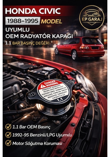 Honda Civic 1988 1995 Uyumlu 1.1 Bar  Radyatör Kapağı -