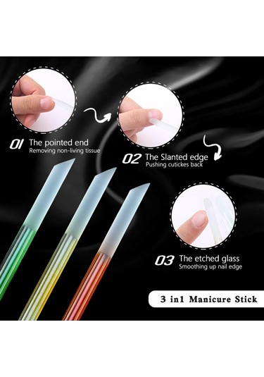 Suntek Çift Uçlu Cam Tırnak Eti İtici Manikür Temizlemek
