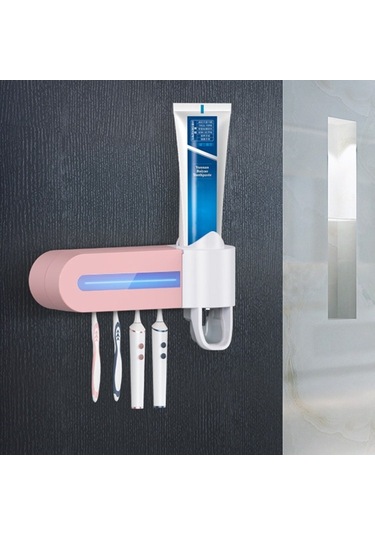 Sones Akıllı Diş Fırçası Sterilizatörü Uv Sterilizasyon Elektrikli Duvara Monte Diş Fırçalama Bardak Rafı Pembe Diğer