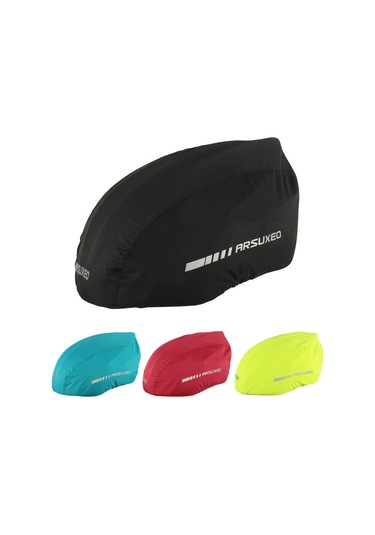 Arsuxeo Siyah Su Geçirmez Yansıtıcı Şerit Ile Bisiklet Kask Kapak Y11547b Siyah