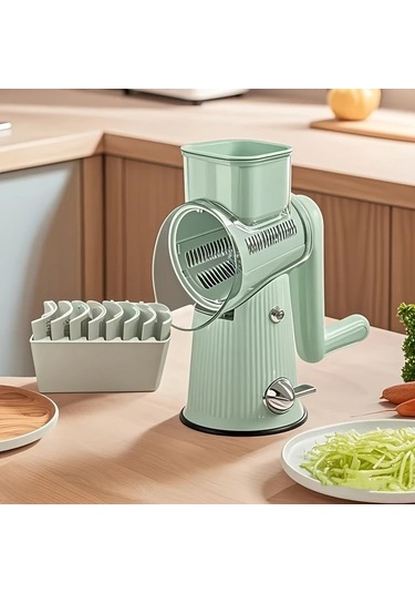 Motion003 Beyaz Mutfak Gerekliliği Manuel Elde Taşınabilir Sebze Dilimleyici Döner Peynir Rendeleyici Fındık Öğütücü 10 Paslanmaz Çelik Bıçaklı Beyaz