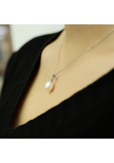 Lova Pırlantalı Drop Inci Kolye - 2040022