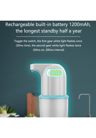 Moveevo "ce Onaylı 275ml Usb Şarjlı Otomatik Köpük Sabunluk - Duvar & Tezgah Kullanımı" Yeşil