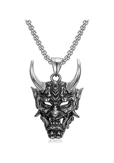 Şeytan Maskesi Korku Paslanmaz Çelik A Plus Kalite Kolye Ve Zinci Çok Renkli