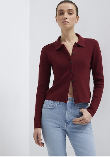 Mavi - Polo Yaka Bordo Hırka 1710586-70431 Bordo