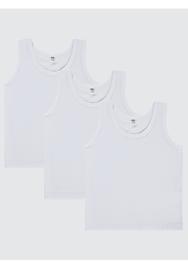 Civil Boys Erkek Çocuk 3'lü Atlet Set 2-10 Yaş Beyaz Beyaz