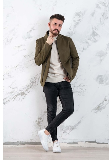 Nubuk Baharlık Slimfit Mont Yeşil