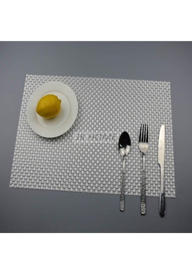 4 Adet/grup Lüks Örgü Akşam Yemeği Placemats Pvc Yer Masa Paspasları En Iyi Altın Gümüş Sofra Yemek Takımı Mutfak Masa Pedleri Araçları Gümüş