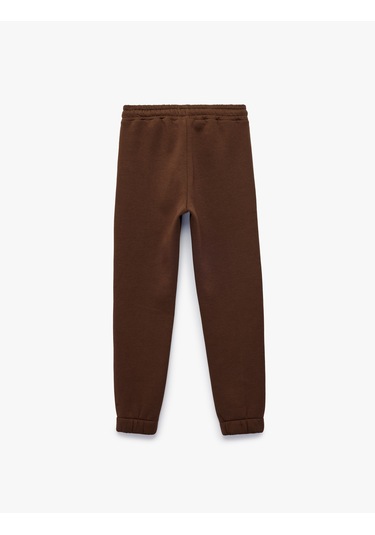 Koton Pamuklu Beli Lastikli Şardonlu Jogger Basic Eşofman Altı Kahverengi 7wkb40023tk Kahve