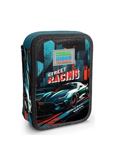 Coral High İki Katlı Düzenleyici Kalem Kutusu - Yeşil Yarış Arabası, Erkek Çocuk, Yeşil Yarış Arabası Yeşil