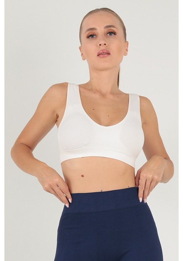 Doremi Seamless Kalın Askılı Spor Sütyen ekru