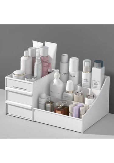 Çekmece Tip Makyaj Kutusu Yatakhane Düzenleme Plastik Depo Beyaz