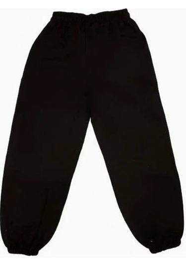 Kız Çocuk Beli Paçası Lastikli Eşofman Alt-15168 Siyah