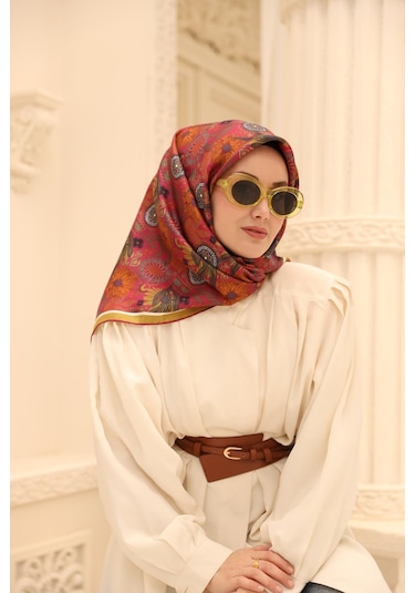 Silk Home Twill İpek Eşarp 11463-42 Fuşya, Asit, Lacivert, Turuncu