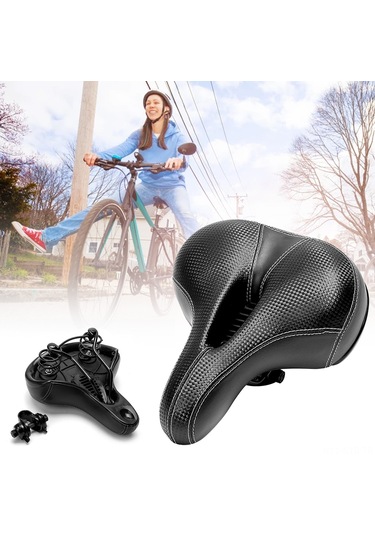 Symbee Ergonomik Şok Emici Bisiklet Binduru - Geniş Ve Yumuşak Kumaşlı Konforlu Siyah Jant Oturma Yeri Siyah