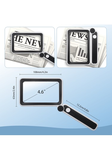 Fosenze Usb Şarjlı 4x Büyütücü - 10 Led Beyaz Işık, 3 Işık Seviyesi, Pil Göstergesi, Dokunmatik Anahtar, Gri-beyaz Katlanabilir Çok Renkli